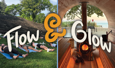 Flow & Glow sauna and yoga event art