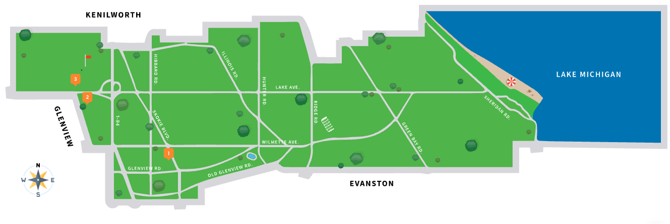 Map of EV Charging Station locations in WIlmette