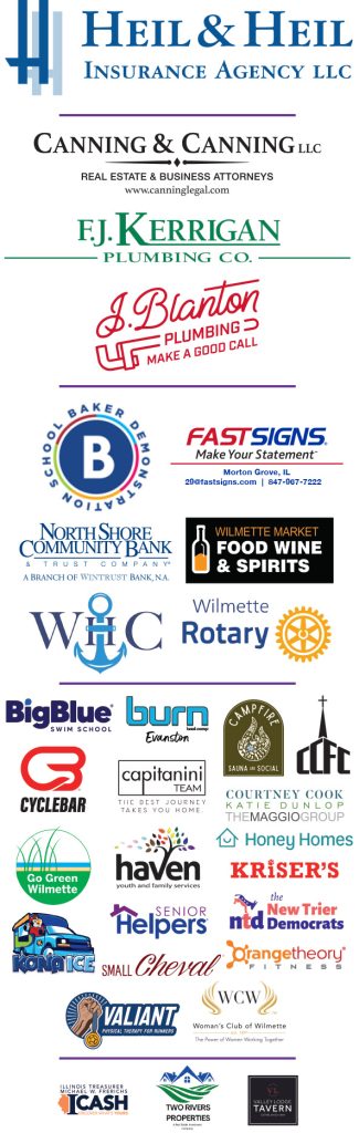 Wilmette Block Party 2026 sponsor logos as of 7/27/26