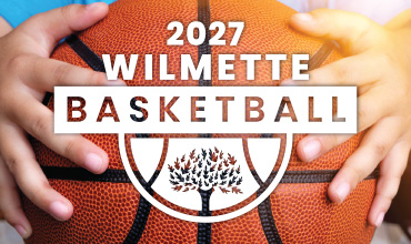 2027 Basketball Leagues logo and photo of hands holding basketball